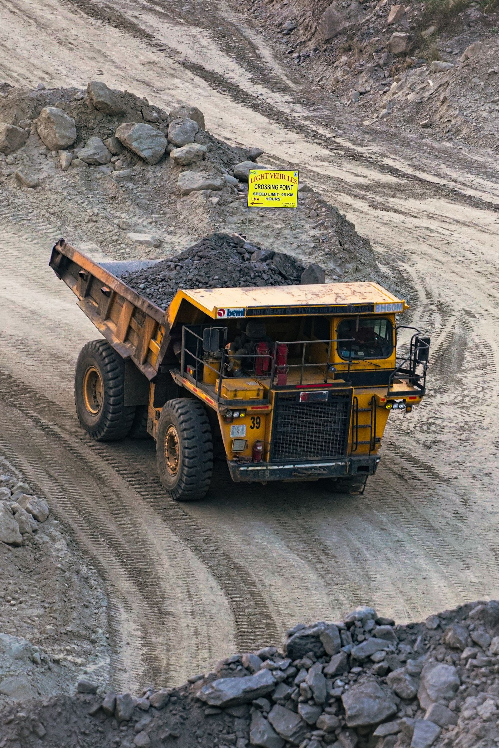 Heavy haul truck transporting ore
